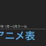 2019年冬 深夜アニメ表